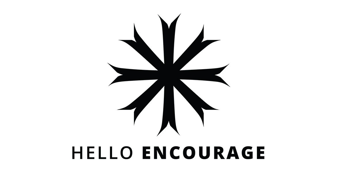 Black Hello Encourage Logo on white background